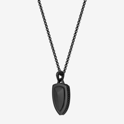 Shield Mens Stainless Steel Pendant Necklace