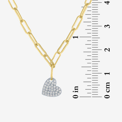 Diamond Addiction (G-H / I1-I2) Womens 1/10 CT. T.W. Lab Grown White Diamond 14K Gold Over Silver Heart Pendant Necklace