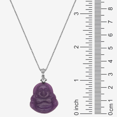 Buddha Womens Genuine Purple Jade Sterling Silver Pendant Necklace