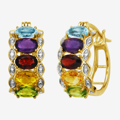 multi-gem hoop earrings