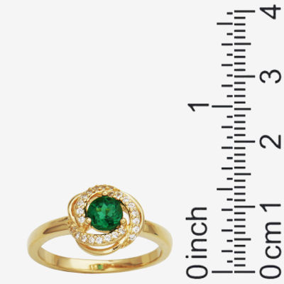 Womens Lab Created Green Quartz 18K Gold Over Silver Knot Cocktail Ring