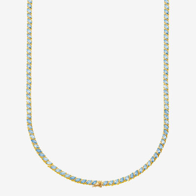 Womens Genuine Blue Topaz 14K Gold Over Silver Tennis Necklaces
