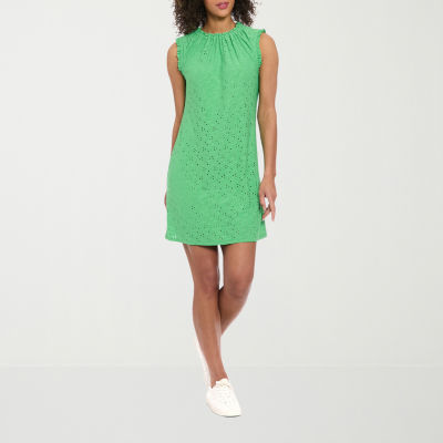 slim fit dress slacks Dusty Mint Textured Shift Dress