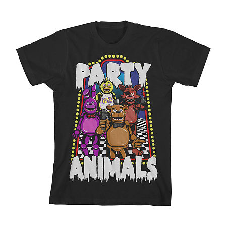 Little & Big Boys Crew Neck Short Sleeve Five Nights at Freddys Graphic T-Shirt, X-large, Black