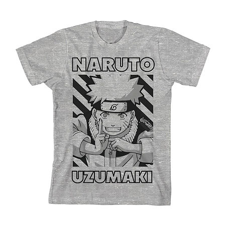 Little & Big Boys Crew Neck Short Sleeve Naruto Graphic T-Shirt, Medium, Gray