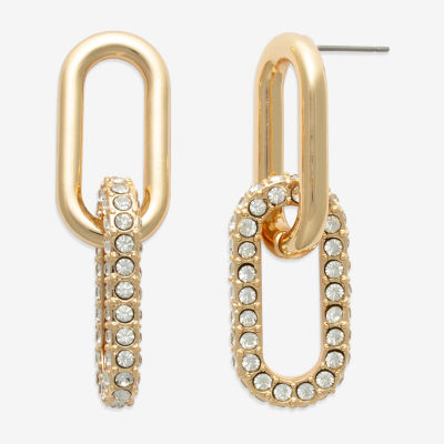 Bold Elements Gold Tone Womens Glass Drop Earrings