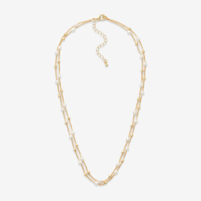 Mixit Womens White Simulated Pearl Stainless Steel Round 2-pc. Jewelry Set