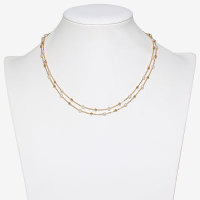 Mixit Womens White Simulated Pearl Stainless Steel Round 2-pc. Jewelry Set