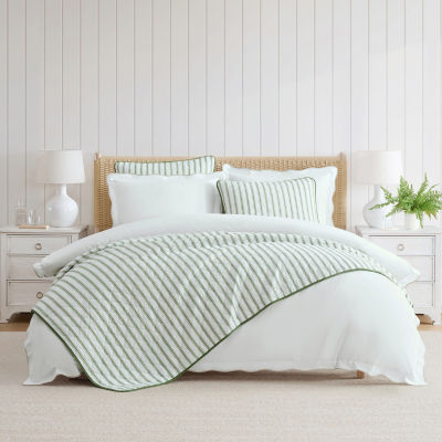 Martha Stewart Core Ticking Stripe Easy Care Quilt Set