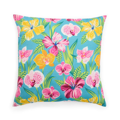 Outdoor Oasis 20"X 20" Orchid Print Square Throw Pillow
