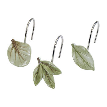 Avanti Ombre Leaves Shower Curtain Hooks, Color: Green Ivory