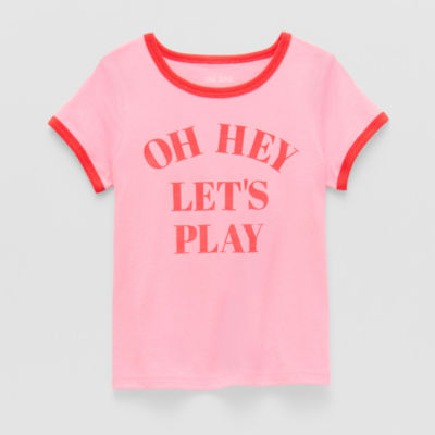 Okie Dokie Toddler & Little Girls U Neck Short Sleeve Graphic T-Shirt