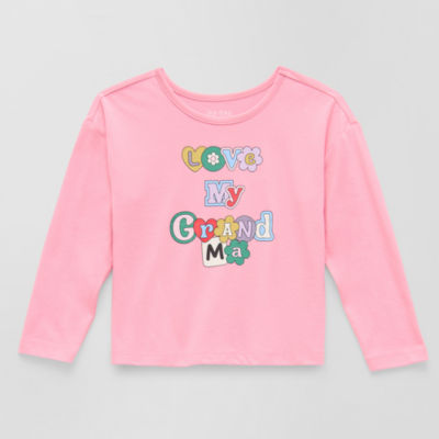 Okie Dokie Toddler & Little Girls Round Neck Long Sleeve Graphic T-Shirt