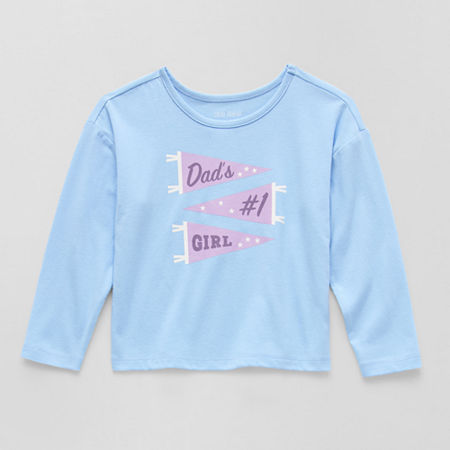 Okie Dokie Toddler & Little Girls Round Neck Long Sleeve Graphic T-Shirt, 6, Blue