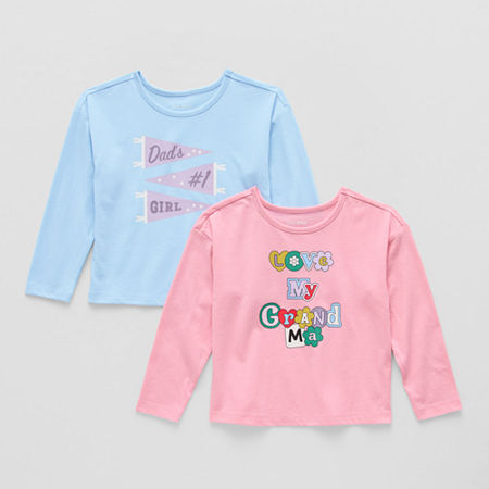 Okie Dokie Toddler & Little Girls Round Neck Long Sleeve 2-pc. Graphic T-Shirt, 4t, Pink
