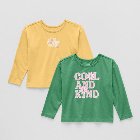 Okie Dokie Toddler & Little Girls Round Neck Long Sleeve 2-pc. Graphic T-Shirt, 2t, Green