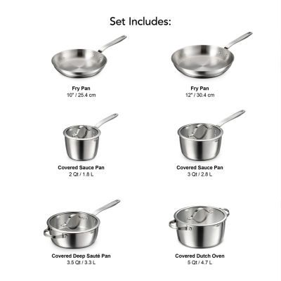 Tramontina Tempo Tri-Ply Stainless Steel 10-pc. Cookware Set