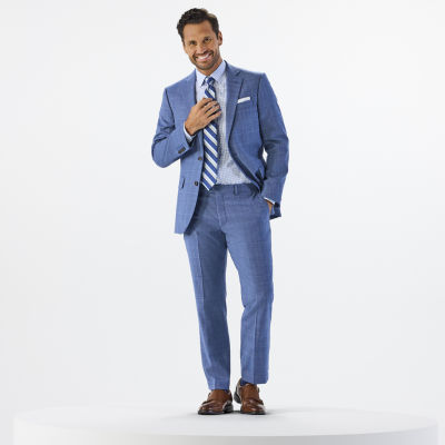 Stafford Plaid Classic Fit Suit Separates, Color: Md Blue Plaid