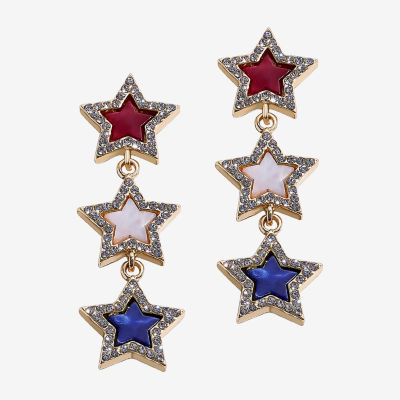 Mixit Red, White & Blue Womens Star Drop Earrings