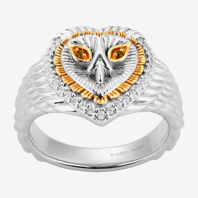 Harry Potter (F/Si2) Womens 1/10 CT. T.W. Lab Grown Diamond Genuine Yellow Citrine 14K Gold Over Silver Cocktail Ring