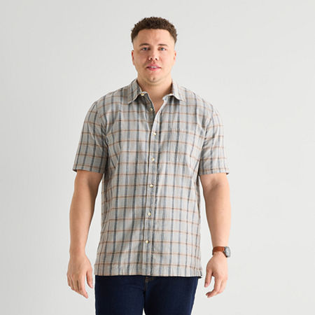 mutual weave Mens Short Sleeve Classic Fit Big and Tall Button-Down Shirt, 2x-large, Gray
