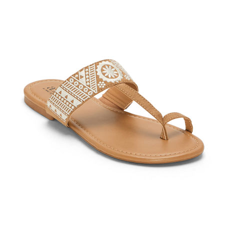 a.n.a Womens Embroidery Slide Sandals, 7, Brown