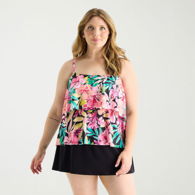 Sonnet Shores Womens Floral Plus Tankini Swimsuit Top