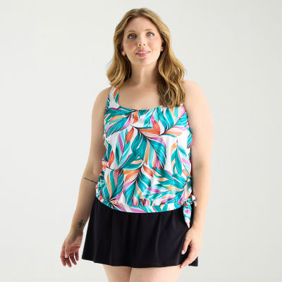 Sonnet Shores Womens Leaf Plus Tankini Swimsuit Top