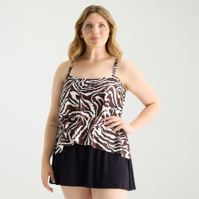 Sonnet Shores Womens Animal Plus Tankini Swimsuit Top