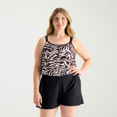 Sonnet Shores Womens Plus Swim Romper