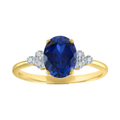 Womens Lab Created Blue Sapphire 10K Gold Cocktail Ring - JCPenney