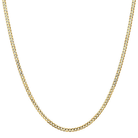 14K Gold 24 Inch Solid Curb Chain Necklace