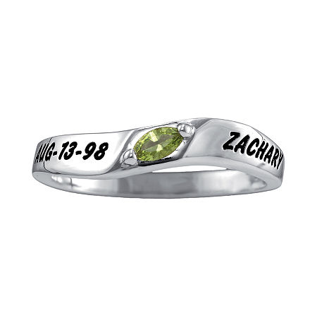 Personalized Womens Simulated Multi Color Stone Sterling Silver Stackable Ring, 5