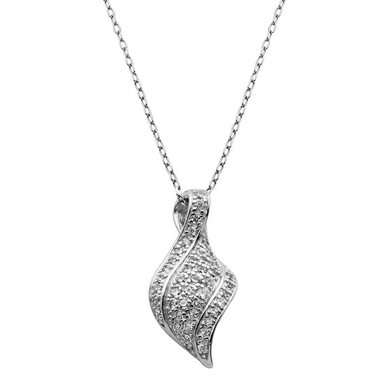 Womens 1/4 CT. T.W. White Cubic Zirconia Sterling Silver Pendant Necklace