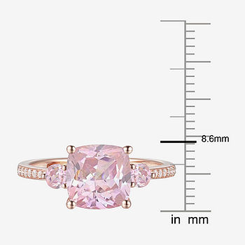 Yes, Please! Womens Lab Created Pink Sapphire 14K Rose Gold Over