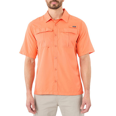 Smiths Workwear Performance Fishing Mens Regular Fit Short Sleeve Button-Down Shirt, X-large, Orange