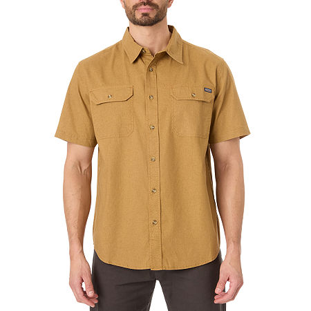 Smiths Workwear Sandwashed Mens Regular Fit Short Sleeve Button-Down Shirt, X-large, Brown