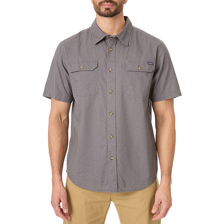 Smiths Workwear Sandwashed Mens Regular Fit Short Sleeve Button-Down Shirt, Xx-large, Gray