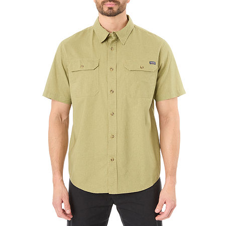 Smiths Workwear Sandwashed Mens Regular Fit Short Sleeve Button-Down Shirt, Medium, Green