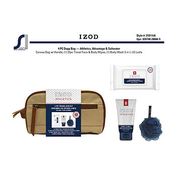 Athletic 4 Pc Travel Size Skin Care Kit - Bag, Body Wash, Lotion & Sponge  IZOD