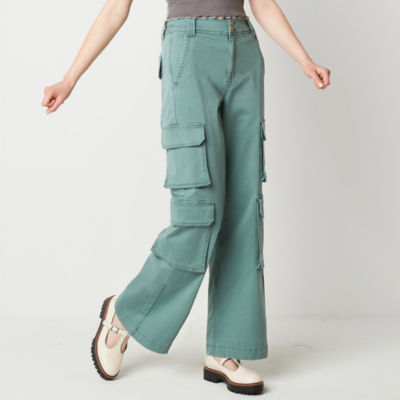 Arizona Womens Low Rise Flare Cargo Pant-Juniors