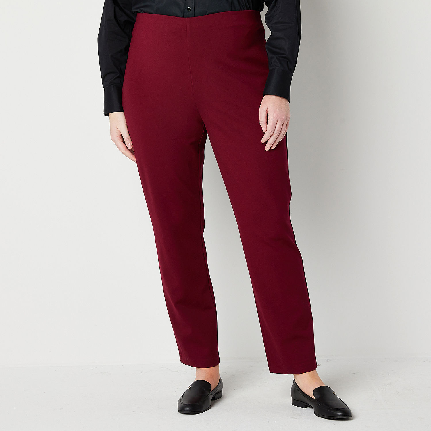 Liz Claiborne-Plus Alexis Womens Mid Rise Straight Pull-On Pants - JCPenney
