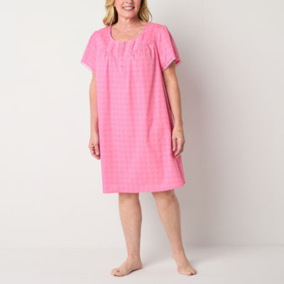 Adonna Womens Plus Short Sleeve Scoop Neck Nightgown