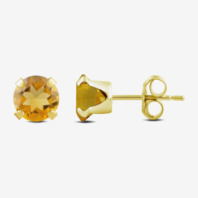 Gemstone 10K Gold 6mm Round Stud Earrings