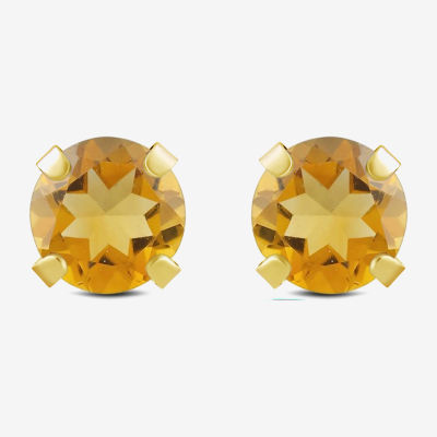 Gemstone 10K Gold 6mm Round Stud Earrings