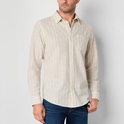 St. John's Bay Linen Mens Classic Fit Long Sleeve Button-Down Shirt