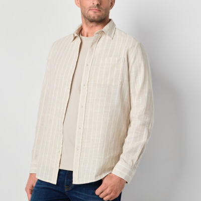 St. John's Bay Linen Mens Classic Fit Long Sleeve Button-Down Shirt