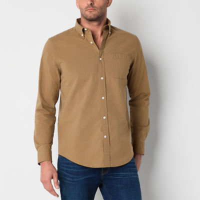St. John's Bay Stretch Poplin Mens Classic Fit Long Sleeve Button-Down Shirt