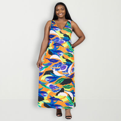 24seven Comfort Apparel Plus Sleeveless Paisley Maxi Dress