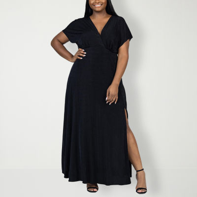24seven Comfort Apparel Womens Short Sleeve Plus Maxi Dress